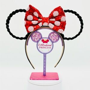 EARrational Princess Mickey Ears Black Bedazzled rhinestones with Polka Dot Bow